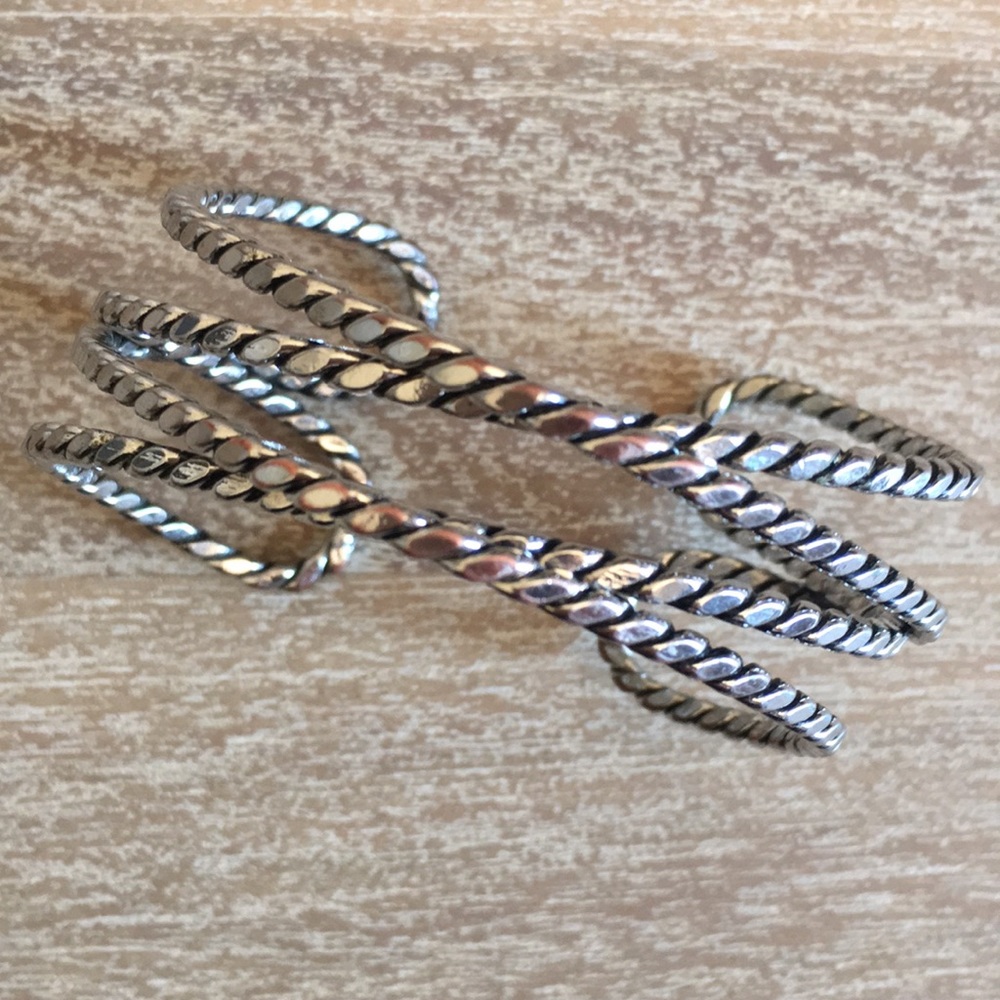 Shiny Steel Rope-look Cuff Bracelet